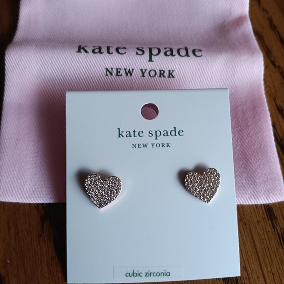 kate spade Jewelry - *Price Drop* New Kate Spade Yours Truly Pave Heart Studs